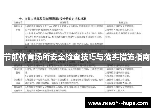 节前体育场所安全检查技巧与落实措施指南